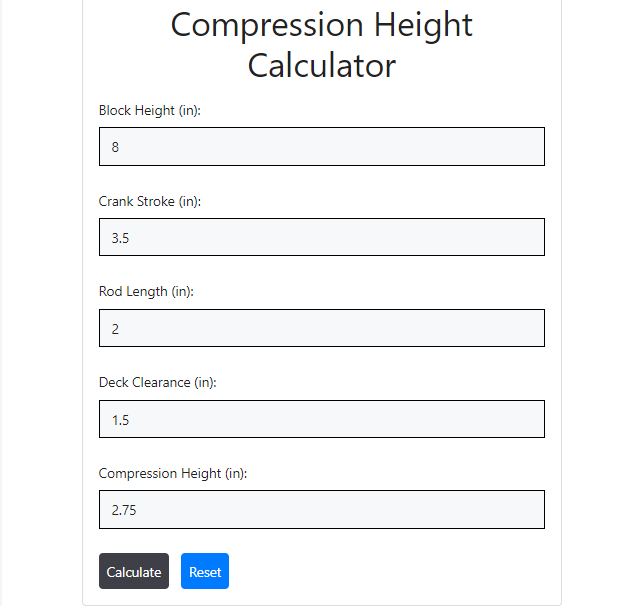 Compression Height Calculator